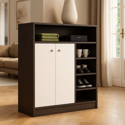 Shoe cabinet 120 x 120 x 40 cm - Brown and White - AZ111319