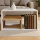 طاولة استقبال 80×50×40 سم – أبيض وخشبي – AZ111329
