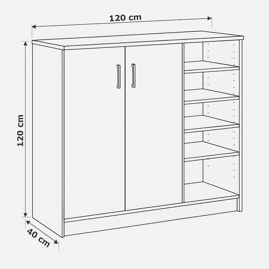 Shoe cabinet 120 x 40 x 120 cm - White - AZ111380