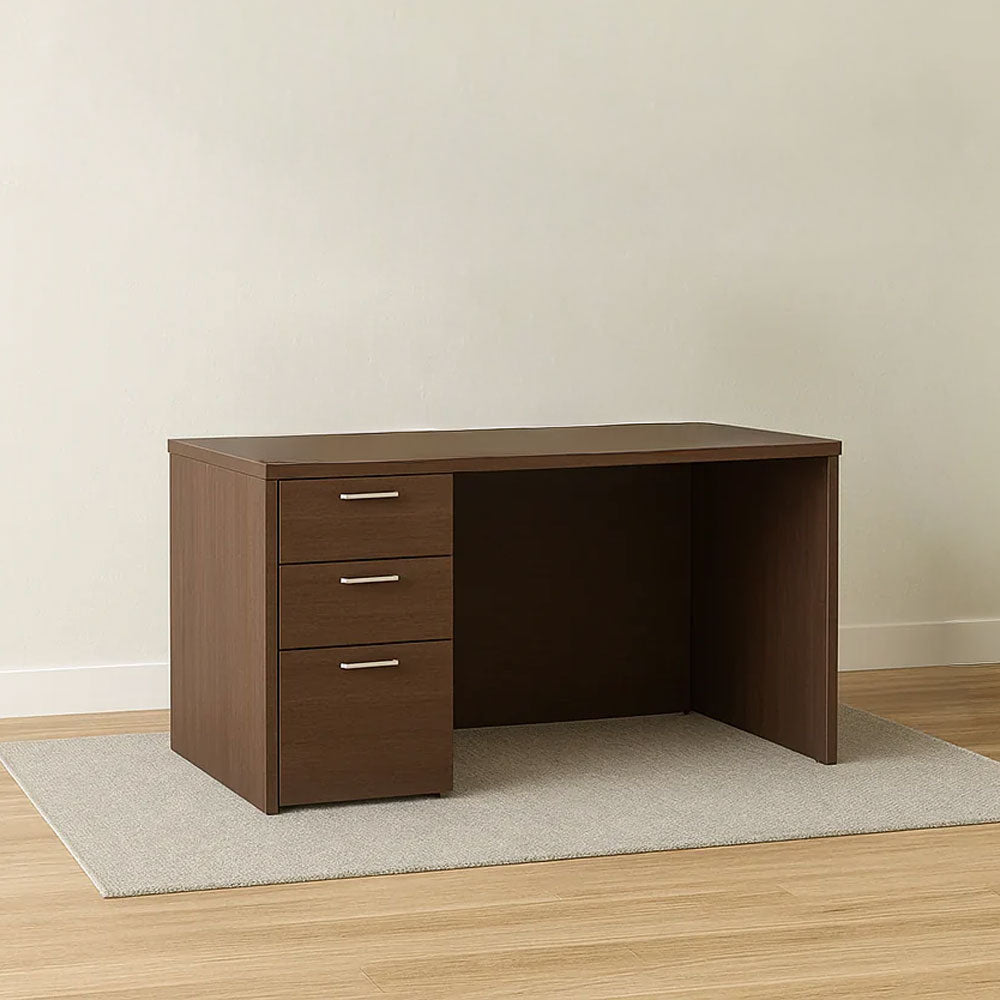 Desk 140×70×75 cm + Attached Drawer Unit – Brown – AZ11148