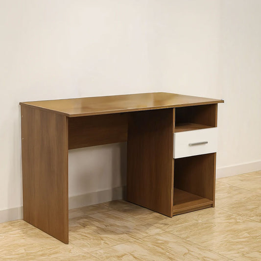 Desk 120×60×75 cm + Attached Unit (2 Door + 1 Drawer) – Wooden and White – AZ1192