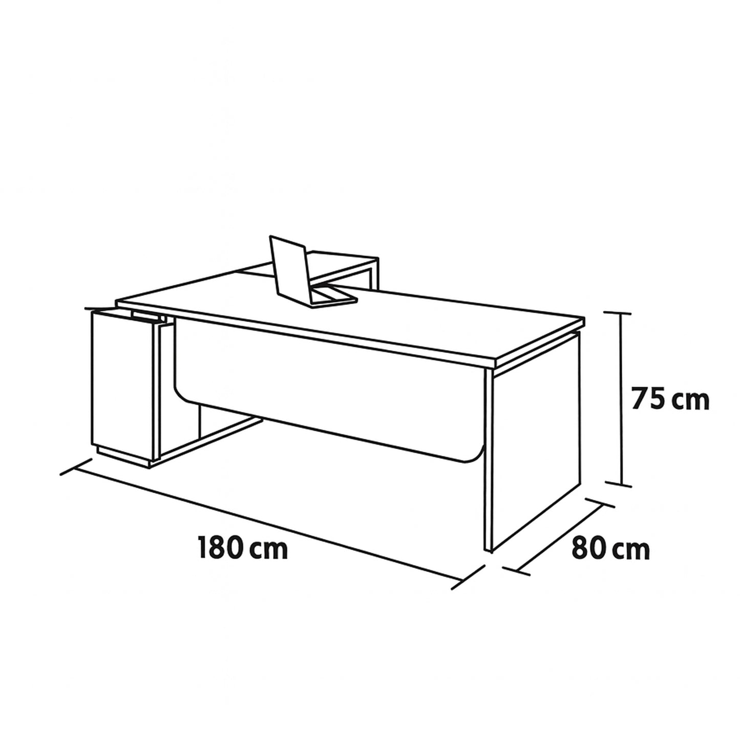 Desk 75*180*80 CM - Wooden and Black - AZ120118