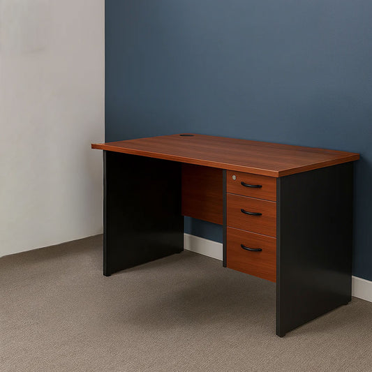 Desk 120×60×75 cm + Attached Drawer Unit – Brown and Black – AZ120188