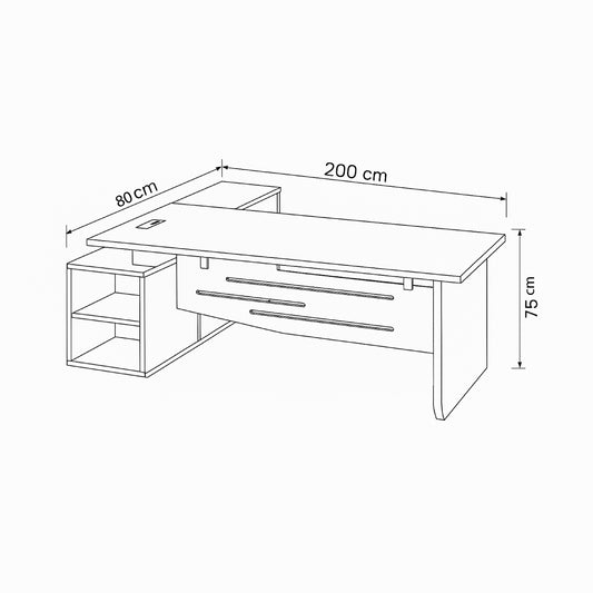مكتب مدير 200×80×75 سم - بني وأبيض - AZ12035

