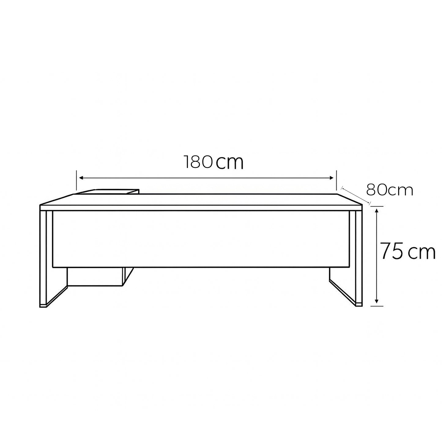 Manager's Desk 75*180*80 CM - Wooden and Black - AZ12041