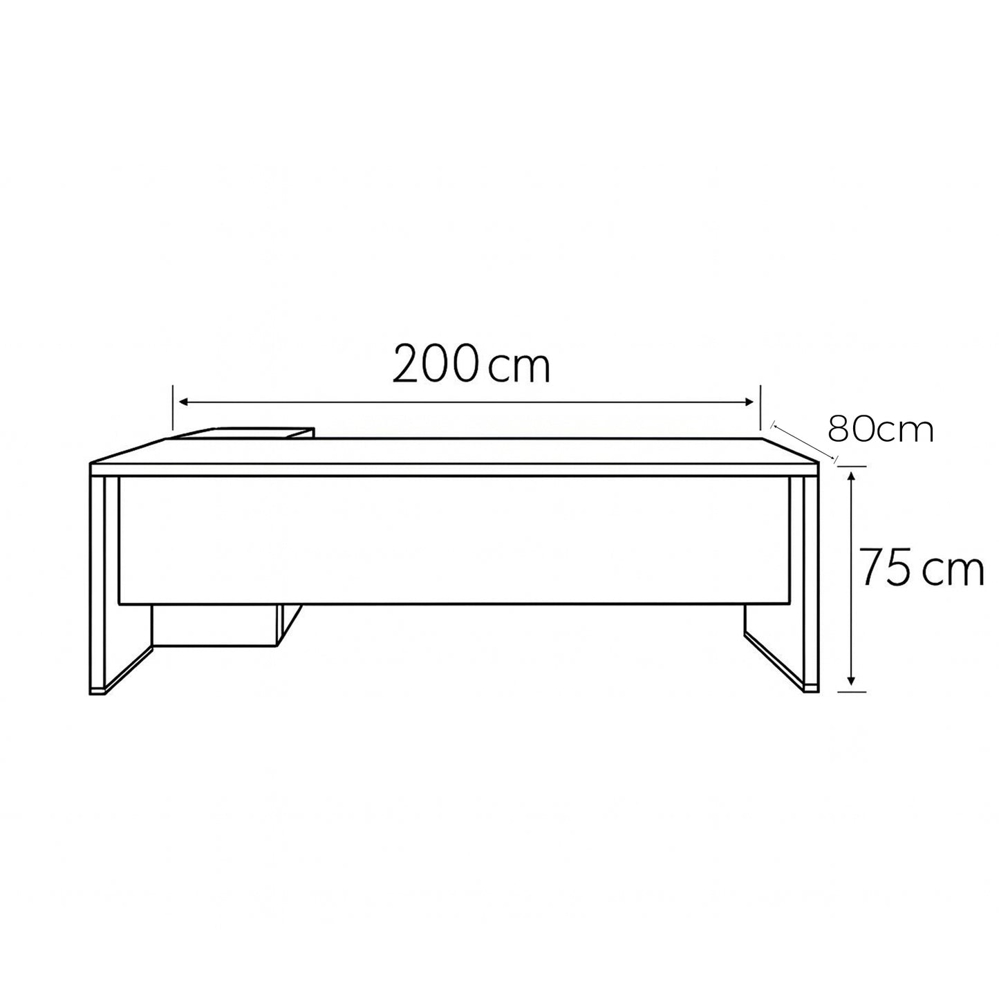 Manager's Desk 75*200*80 CM - Wooden and Black - AZ120420