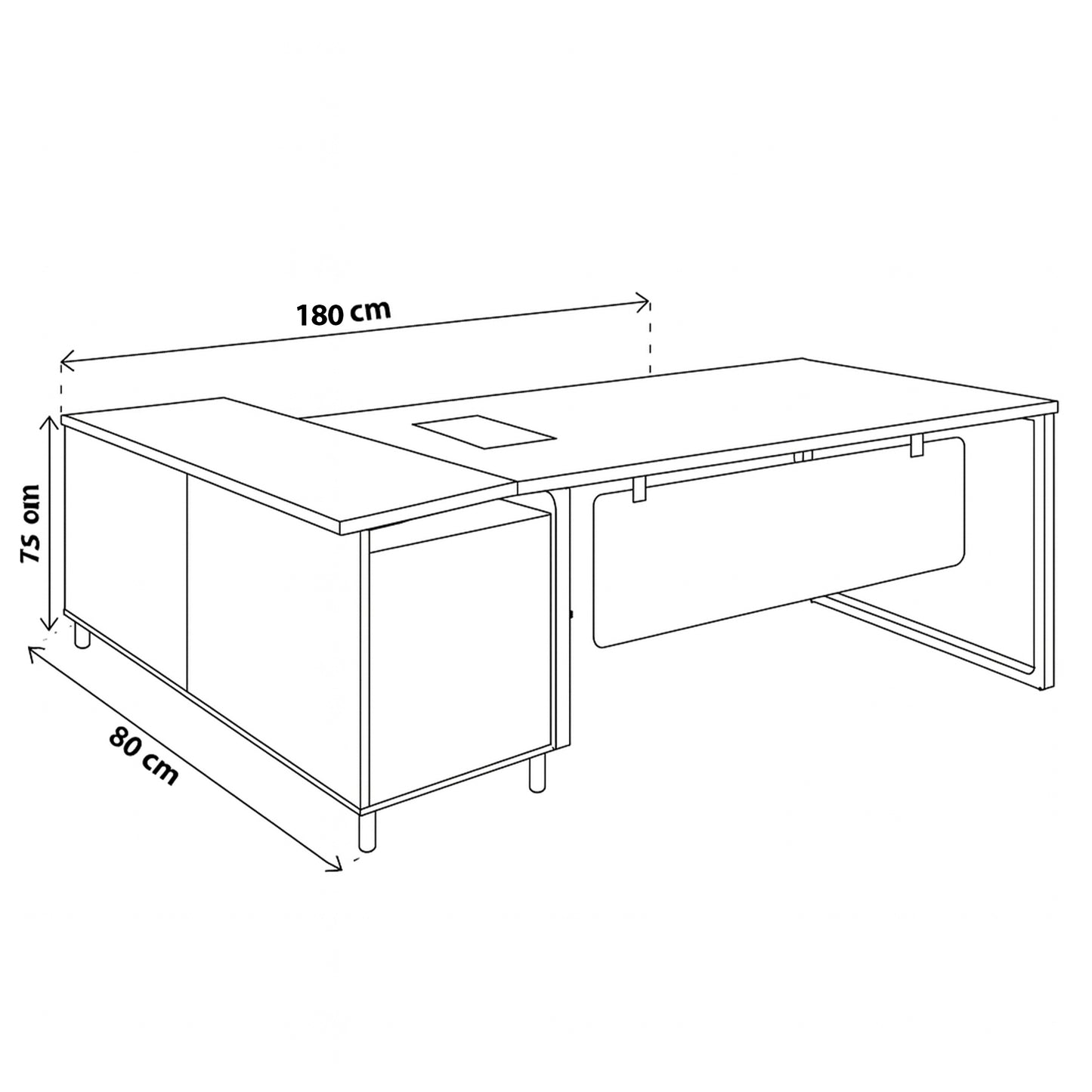 Manager's Desk 75*180*80 CM - Wooden and White - AZ12051