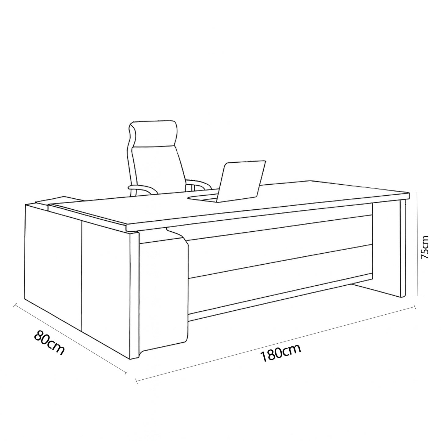 Manager's Desk 75*180*80 CM - Wooden and Black - AZ12072