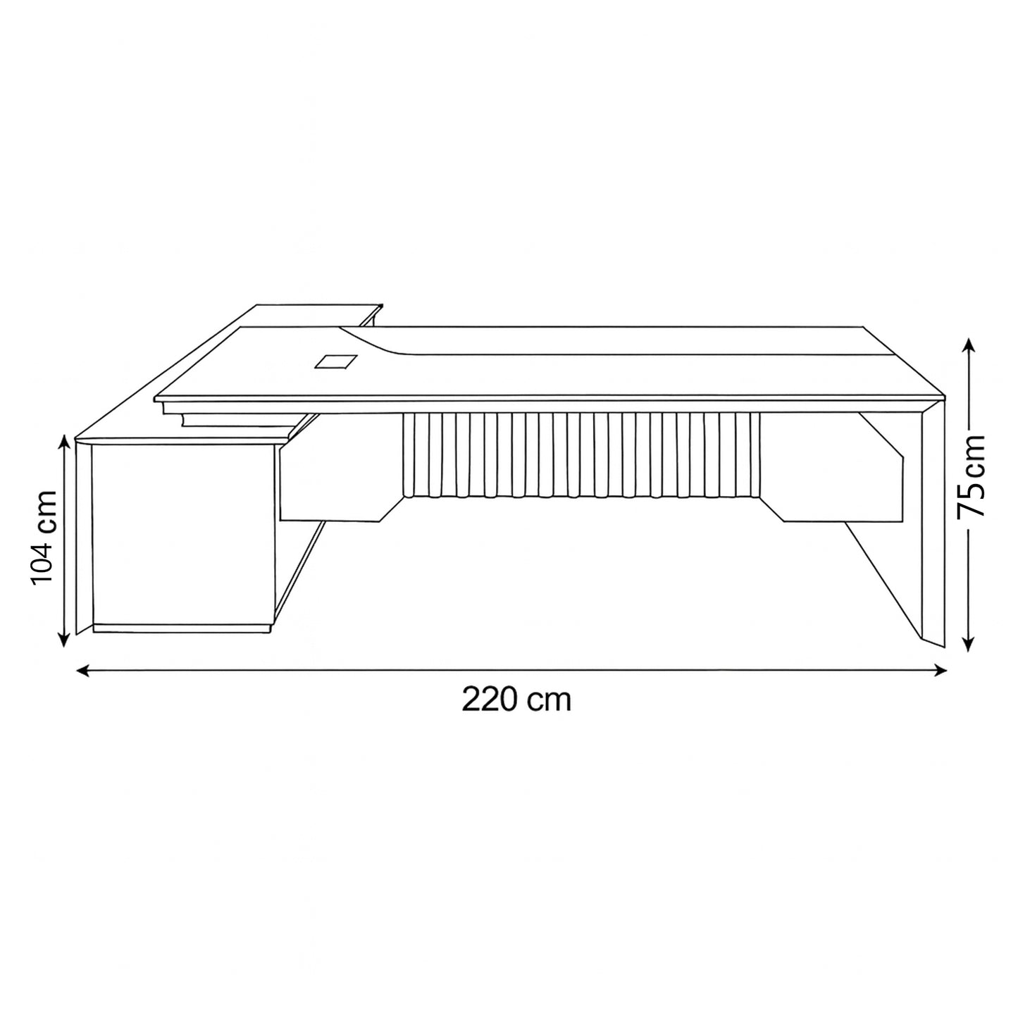 Manager's Desk 220 x 104 x 75 CM - Wooden and black - AZ1225