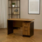 Desk 120 x 60 x 75 cm + Attached Drawer Unit - Black and wooden- AZ1294