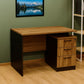 Desk 120 x 60 x 75 cm + Attached Drawer Unit - Black and wooden- AZ1294