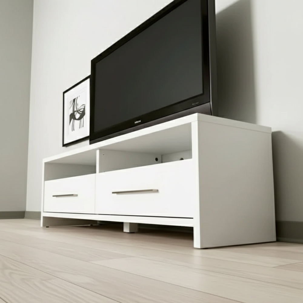 طاولة تلفزيون، 100 × 30 × 45 سم – أبيض – AZ30029