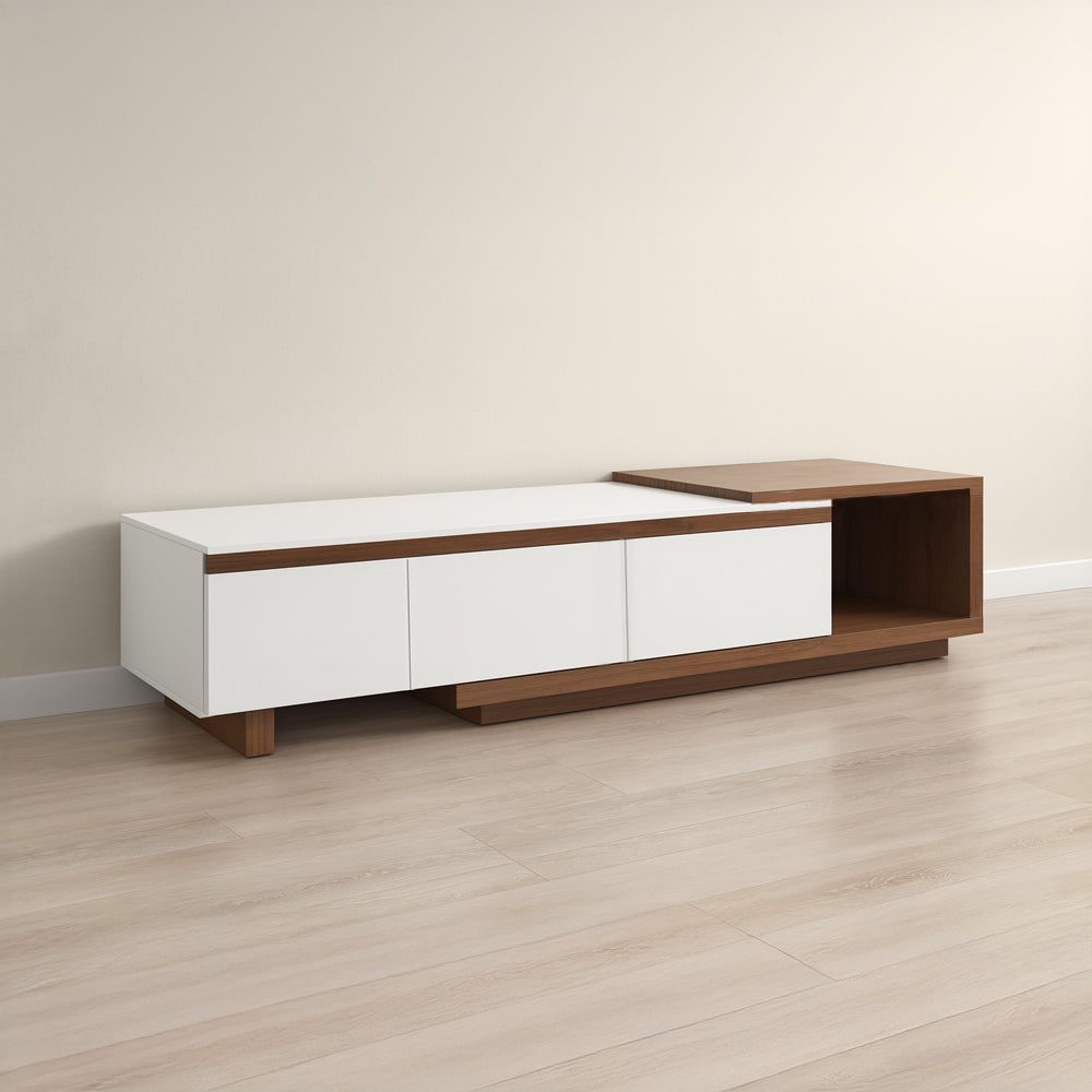 TV Table 190 × 40 × 40 cm + Coffee Table 110 × 50 × 40 cm – Brown and White – AZ3003