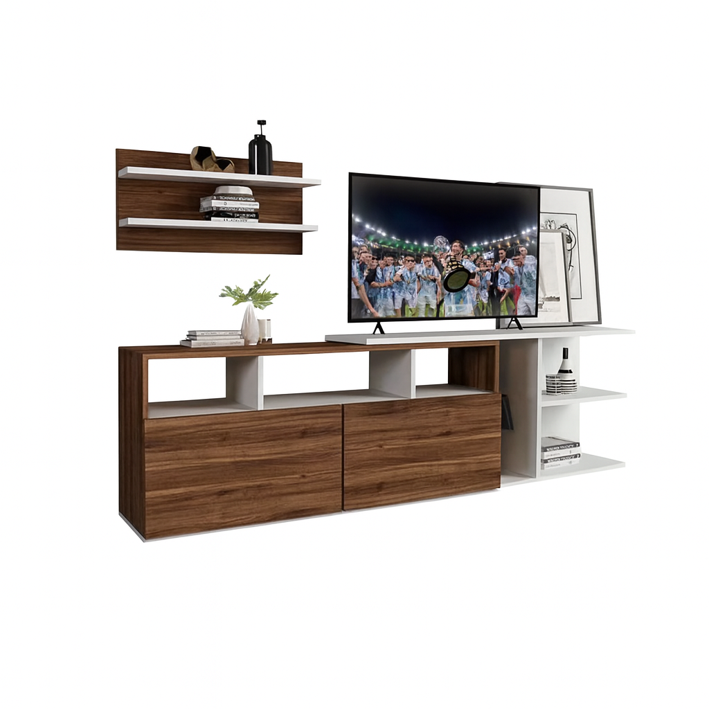 طاولة تلفزيون، 180 × 30 × 45 سم – بني وأبيض – AZ30031
