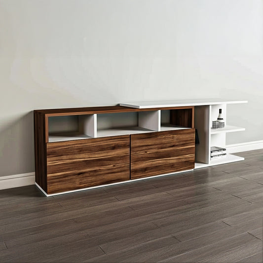 TV Table, 180 × 30 × 45 cm - Brown and White - AZ30031