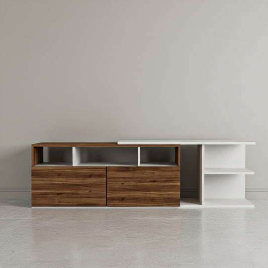 TV Table, 180 × 30 × 45 cm - Brown and White - AZ30031