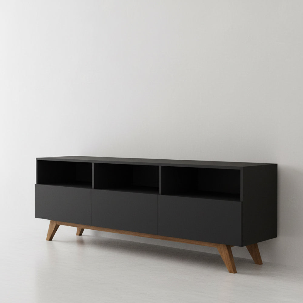 طاولة تلفزيون، 150 × 40 × 55 سم – أسود وبني – AZ30038