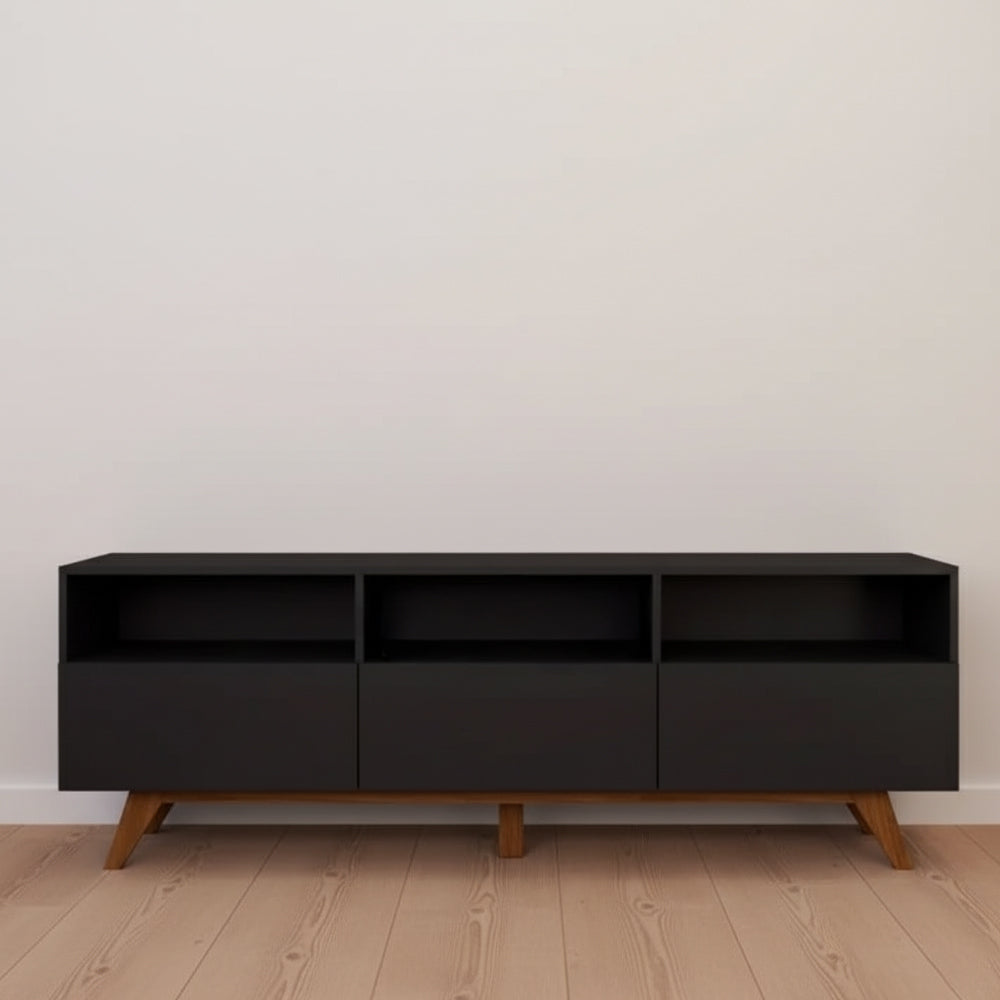 TV Table, 150 × 40 × 55 cm - Black and Brown - AZ30038