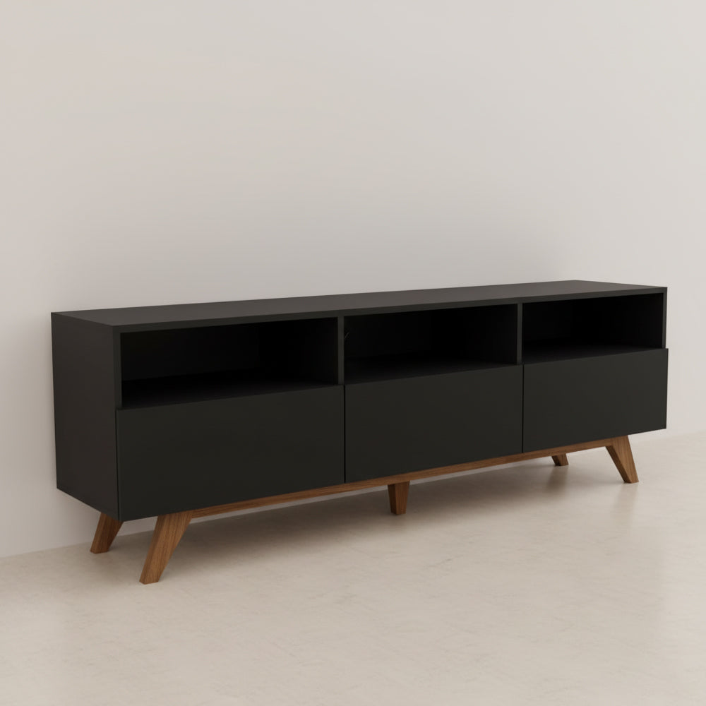 TV Table, 150 × 40 × 55 cm - Black and Brown - AZ30038