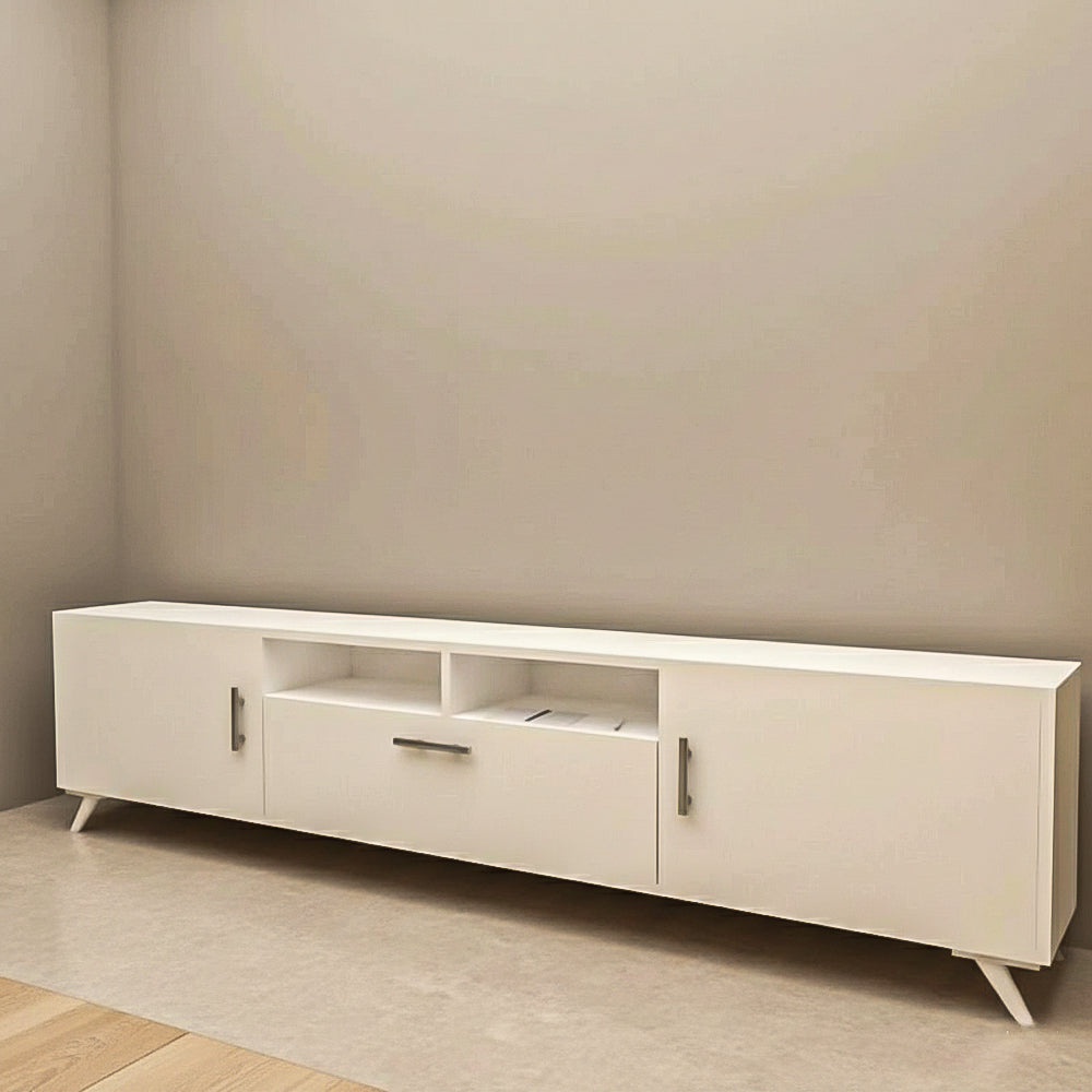 طاولة تلفزيون، 160 × 30 × 50 سم – أبيض – AZ30040