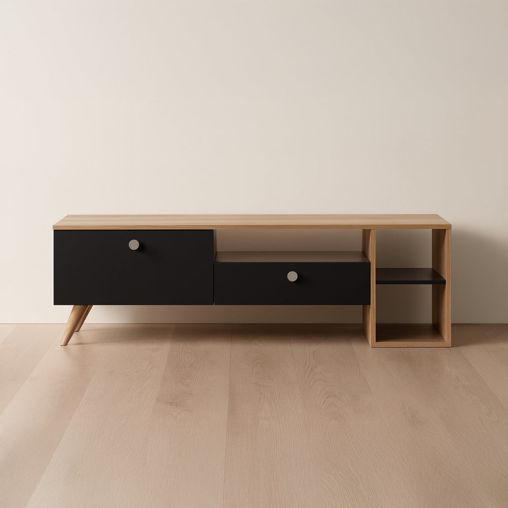 طاولة تلفزيون، 150 × 30 × 45 سم – خشبي وأسود – AZ30044
