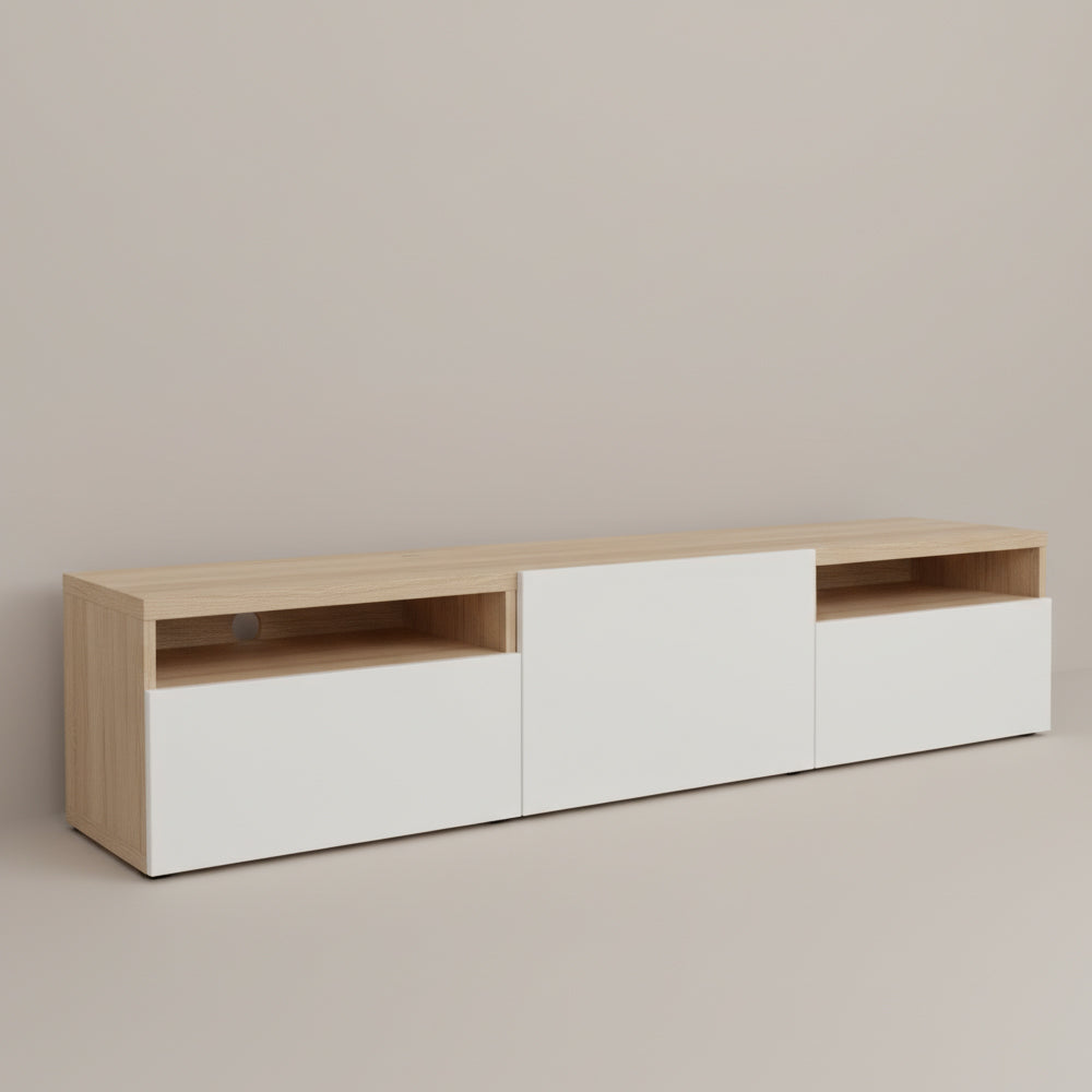 طاولة تلفزيون، 150 × 40 × 50 سم – خشبي وأبيض – AZ30046
