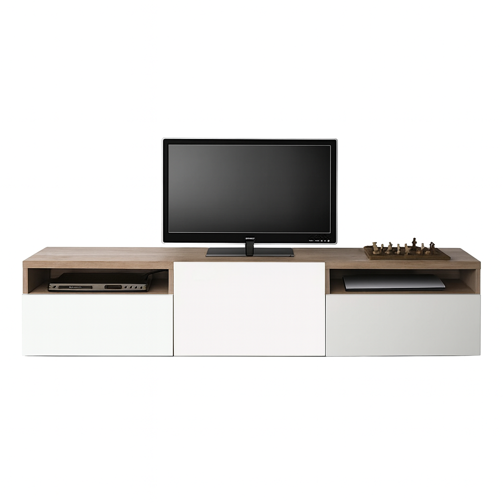 TV Table, 150 × 40 × 50 cm - Wooden and White - AZ30046