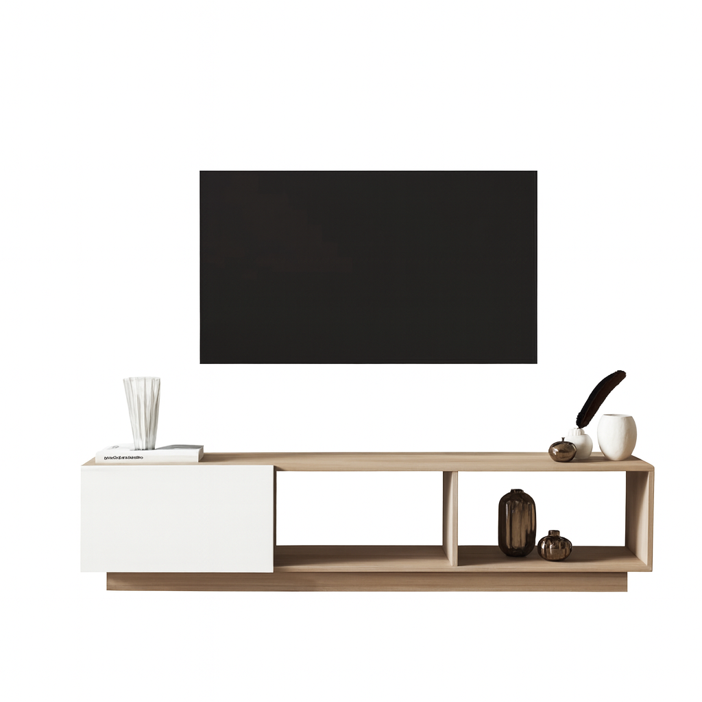 طاولة تلفزيون 160 × 35 × 45 سم – أبيض – AZ30048