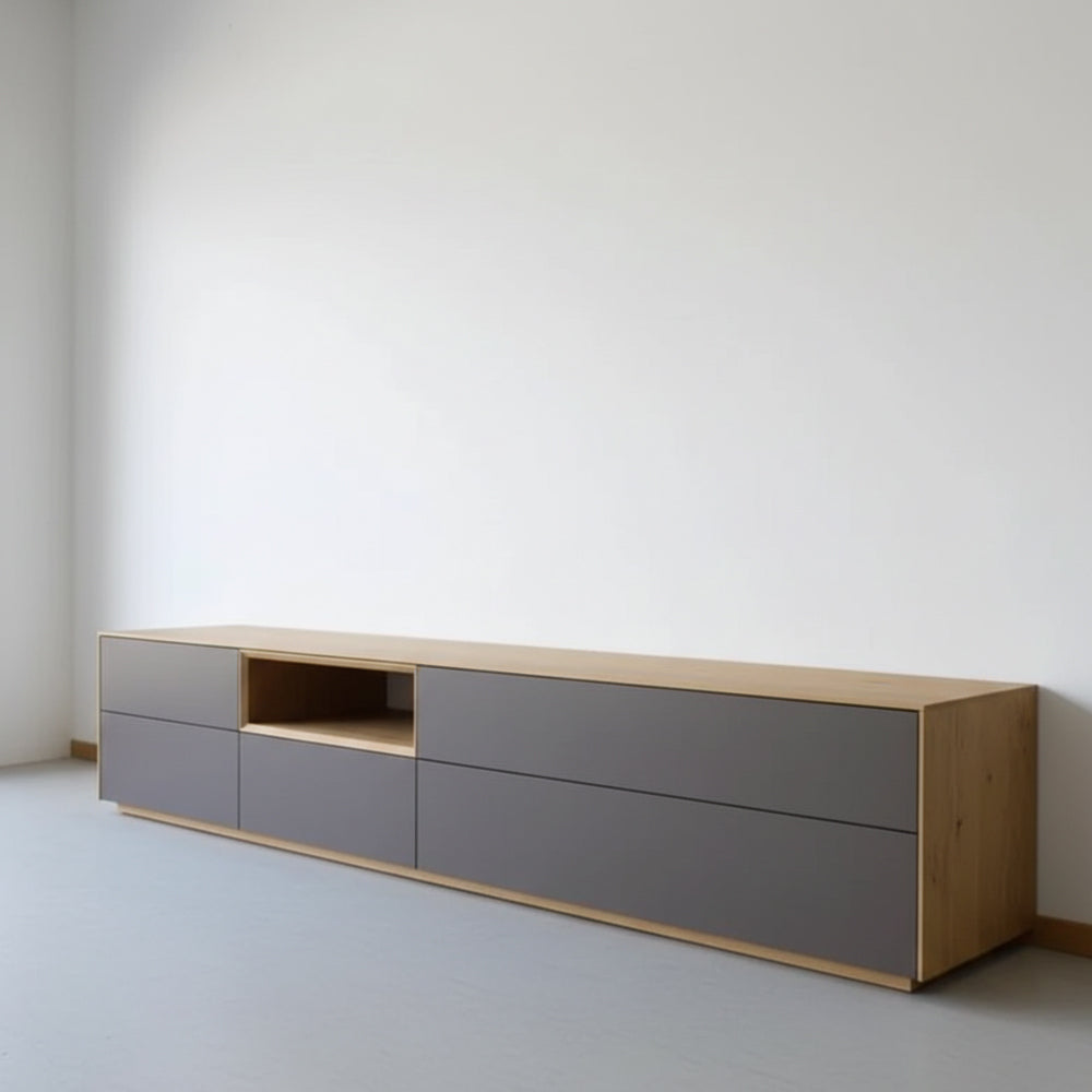 طاولة تلفزيون، 180 × 40 × 50 سم - رمادي و خشبي - AZ30050