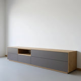 طاولة تلفزيون، 180 × 40 × 50 سم - رمادي و خشبي - AZ30050