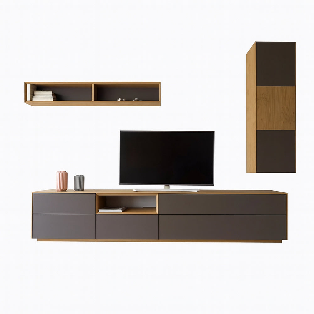 طاولة تلفزيون، 180 × 40 × 50 سم - رمادي و خشبي - AZ30050