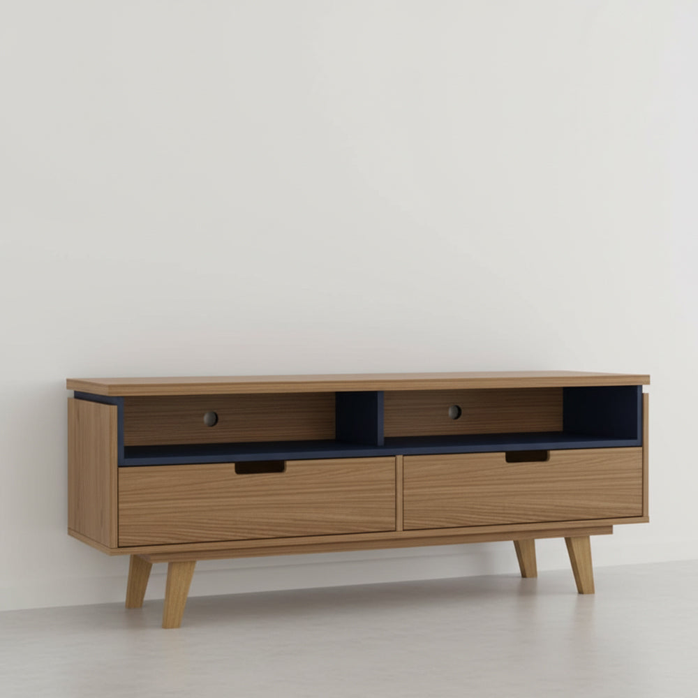طاولة تلفزيون 160 × 40 × 55 سم – خشبي وأسود – AZ30051
