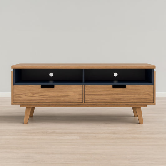 TV Table, 160 × 40 × 55 cm - Wooden and Black - AZ30051