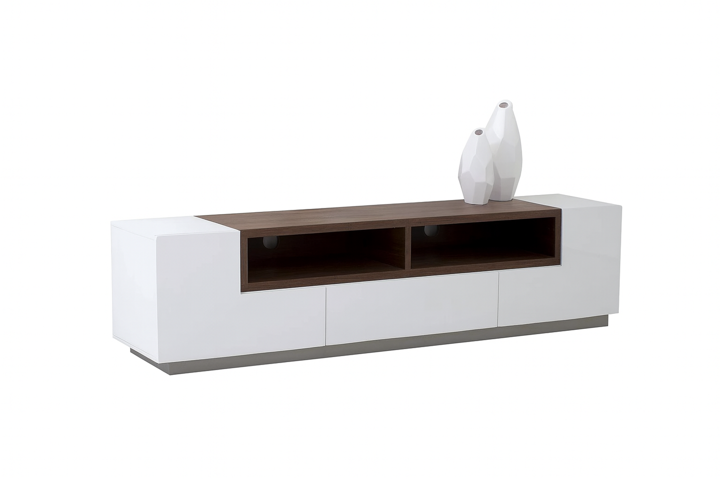 طاولة تلفزيون 140 × 40 × 45 سم – أبيض وبني ورمادي – AZ30054
