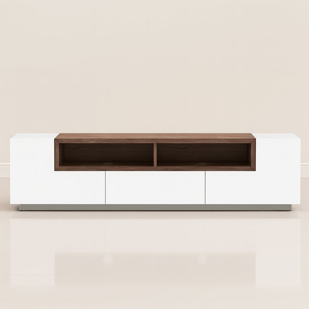 طاولة تلفزيون 140 × 40 × 45 سم – أبيض وبني ورمادي – AZ30054
