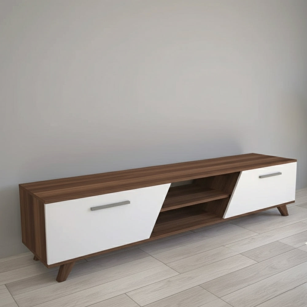 طاولة تلفزيون 180 × 38 × 50 سم – بني وأبيض – AZ30057
