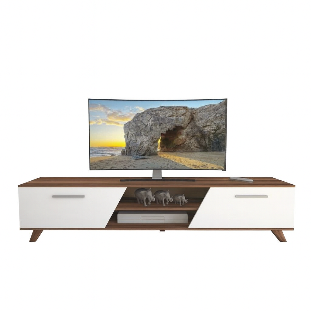 TV Table, 180 × 38 × 50 cm - Brown and White - AZ30057
