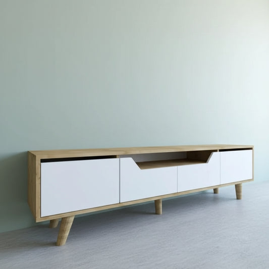 TV Table, 180 × 30 × 40 cm - Wooden and White - AZ3005