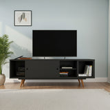 طاولة تلفزيون 160 × 38 × 55 سم – أسود وخشبي – AZ30060