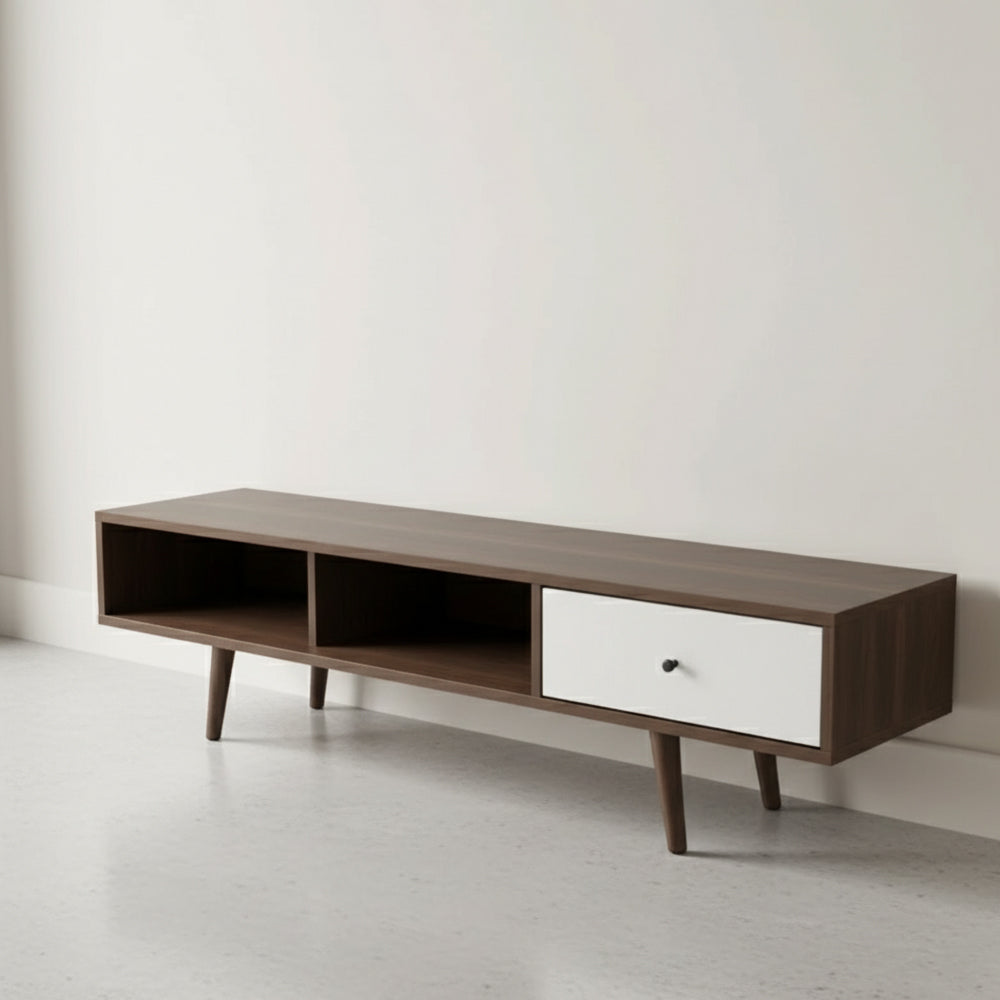 طاولة تلفزيون 150×30×50 سم – بني وأبيض – AZ30061