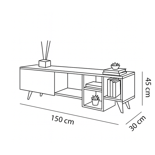 طاولة تلفزيون 150×30×45 سم – بني وأبيض – AZ30079