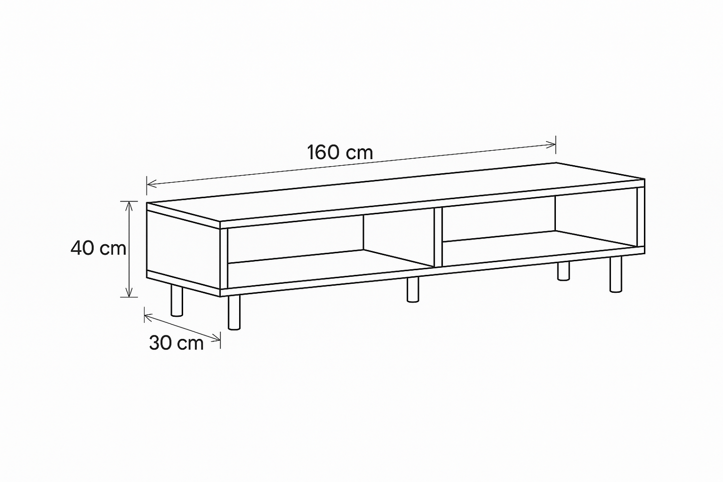 TV Table, 160 × 30 × 40 cm - Brown - AZ30082