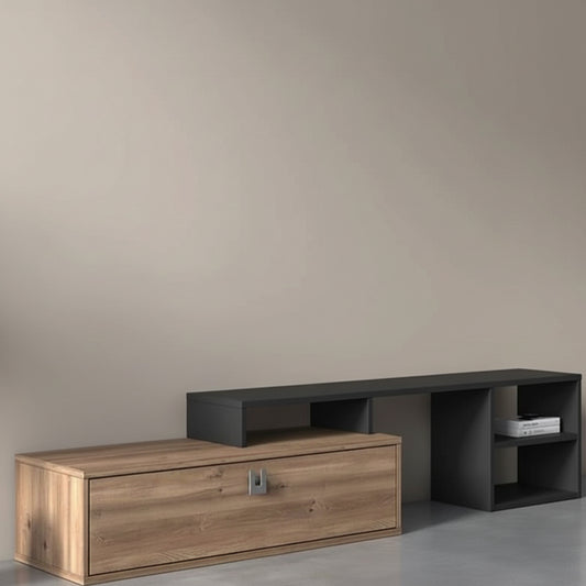 TV Table, 200 × 35 × 55 cm - Wooden and Grey - AZ3009