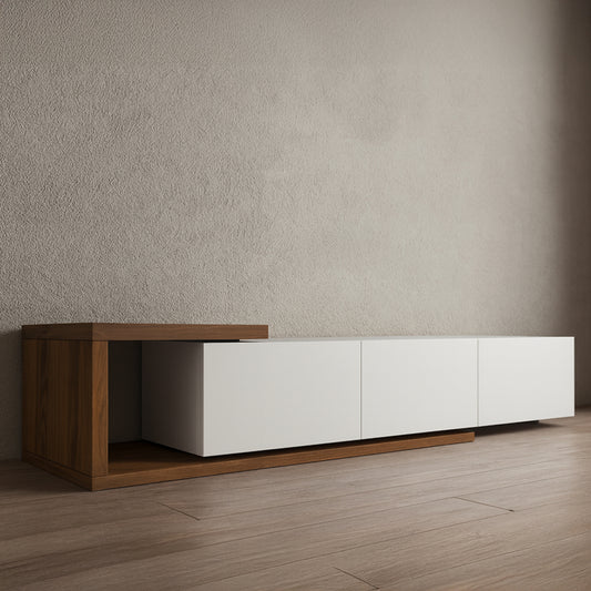 TV Table, 160 × 30 × 35 cm - White and Brown - AZ30010