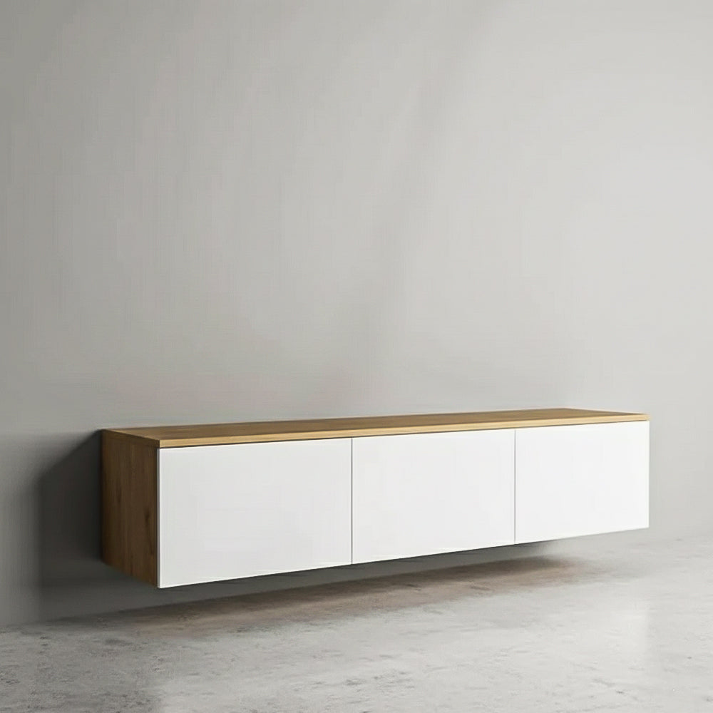 طاولة تلفزيون 160 × 30 × 40 سم – أبيض وخشبي – AZ30013
