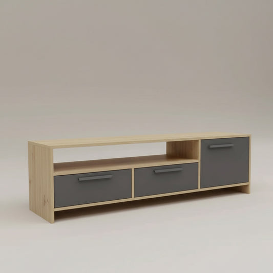 TV Table, 150 × 30 × 45 cm - Grey and Wooden - AZ30015