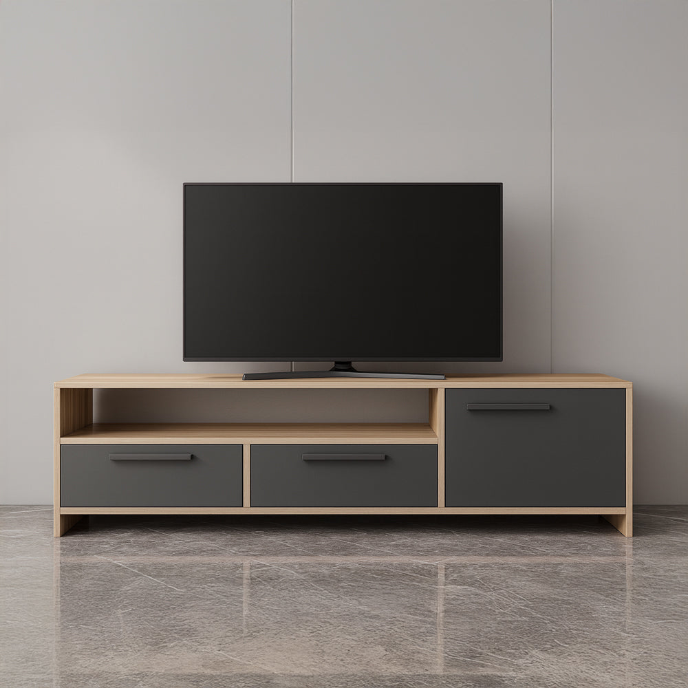 طاولة تلفزيون 150 × 30 × 45 سم – رمادي وخشبي – AZ30015