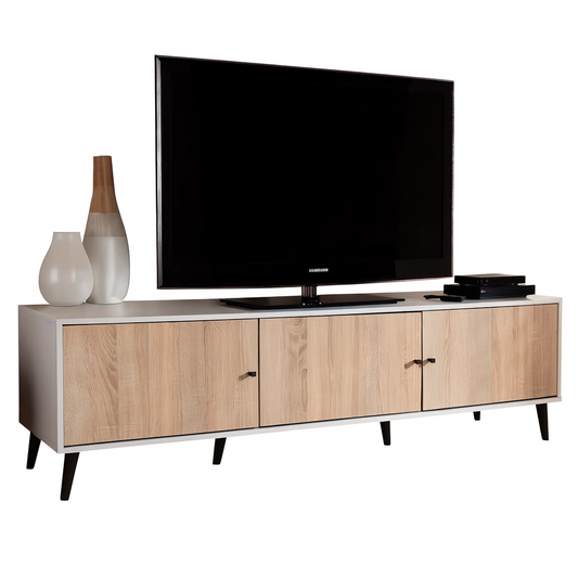 TV Table, 150 × 40 × 45 cm - Wooden and White - AZ30017