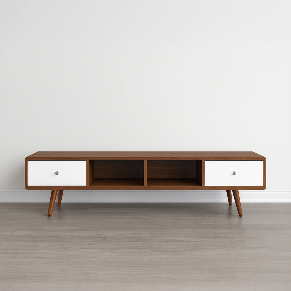 طاولة تلفزيون 160 × 40 × 45 سم – بني وأبيض – AZ30018
