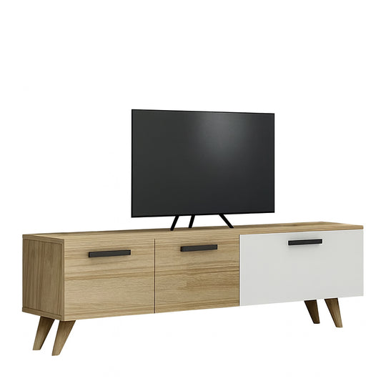 TV Table, 140 × 30 × 45 cm - Wooden and White - AZ30022
